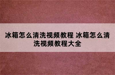 冰箱怎么清洗视频教程 冰箱怎么清洗视频教程大全